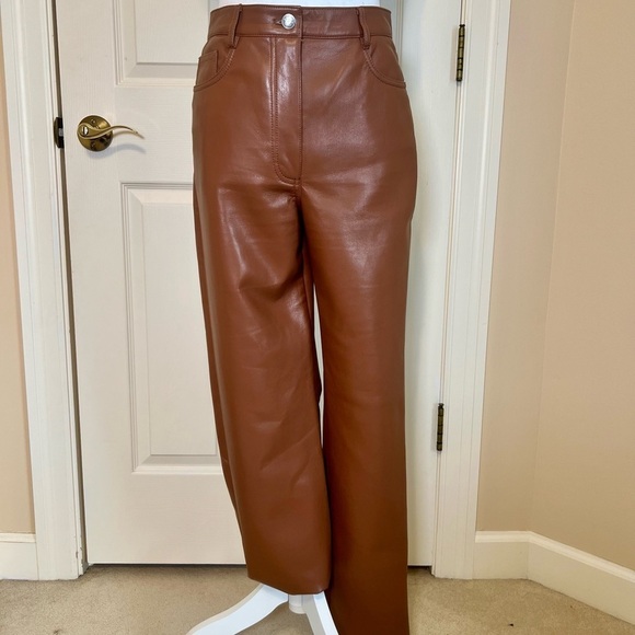 Wilfred Pants - Wilfred Melina Vegan Leather Pants Brown Size 6 Aritzia Small Flaws